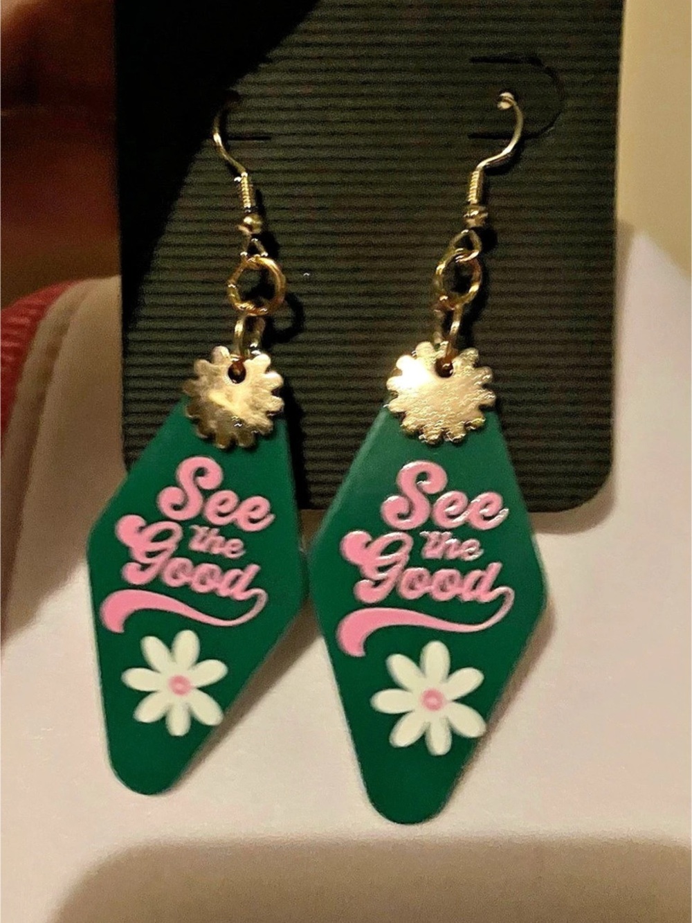 Green & Pink Statement Earrings Like New
